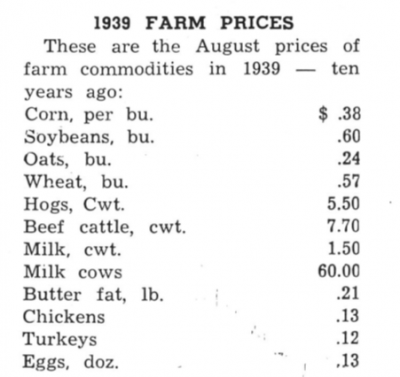 Farm Prices 1939