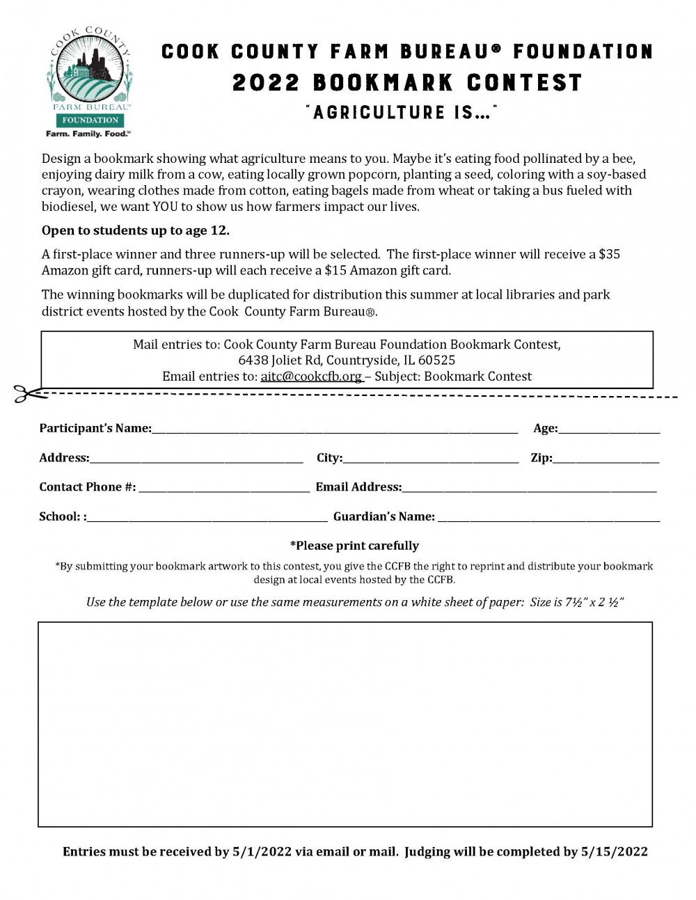 2022 Bookmark Contest Form