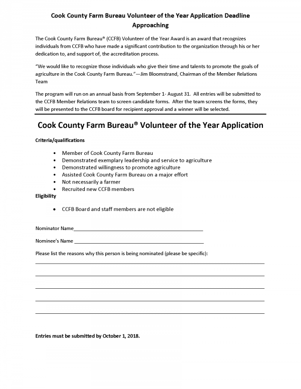 CCFB Volunteer of the Year Application